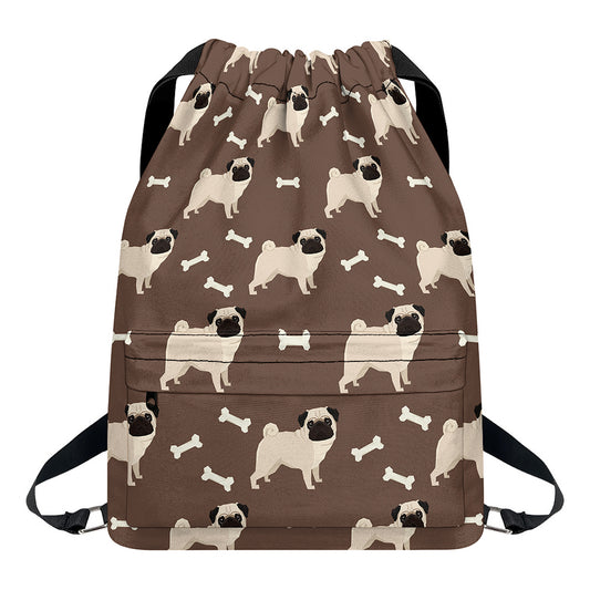 Geometric Pug Pattern Print Drawstring Backpack