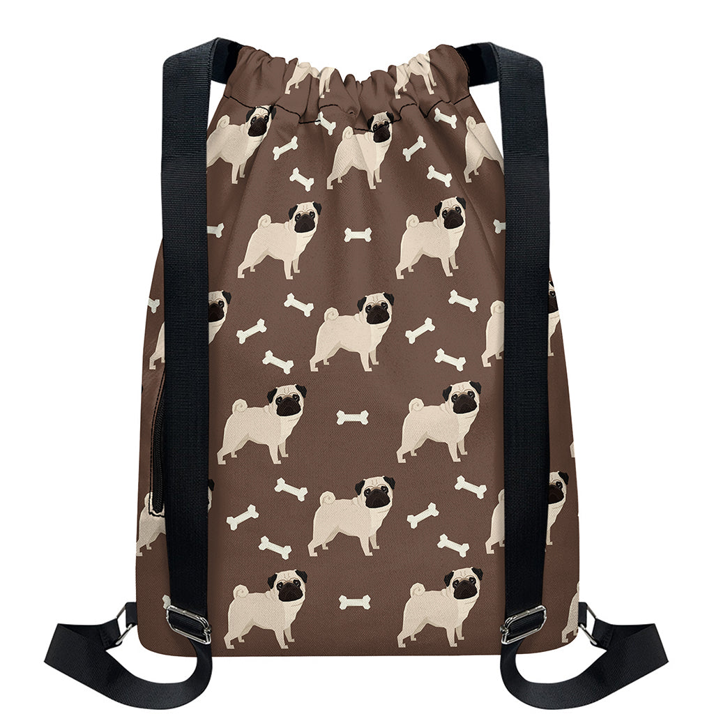 Geometric Pug Pattern Print Drawstring Backpack