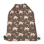 Geometric Pug Pattern Print Drawstring Bag