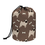 Geometric Pug Pattern Print Drawstring Makeup Bag