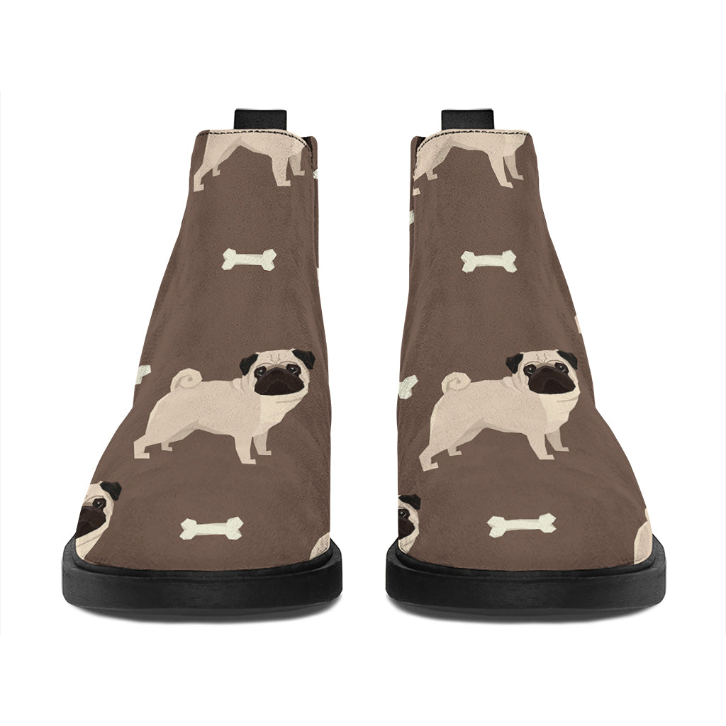 Geometric Pug Pattern Print Flat Ankle Boots