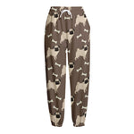Geometric Pug Pattern Print Fleece Lined Knit Pants
