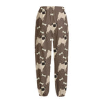 Geometric Pug Pattern Print Fleece Lined Knit Pants