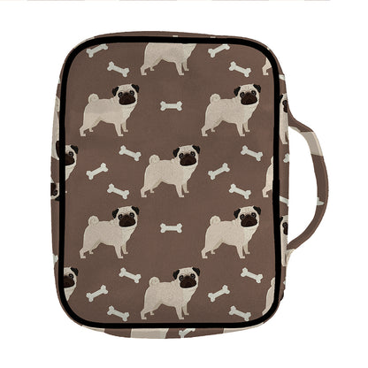 Geometric Pug Pattern Print Front Pocket Bible Bag