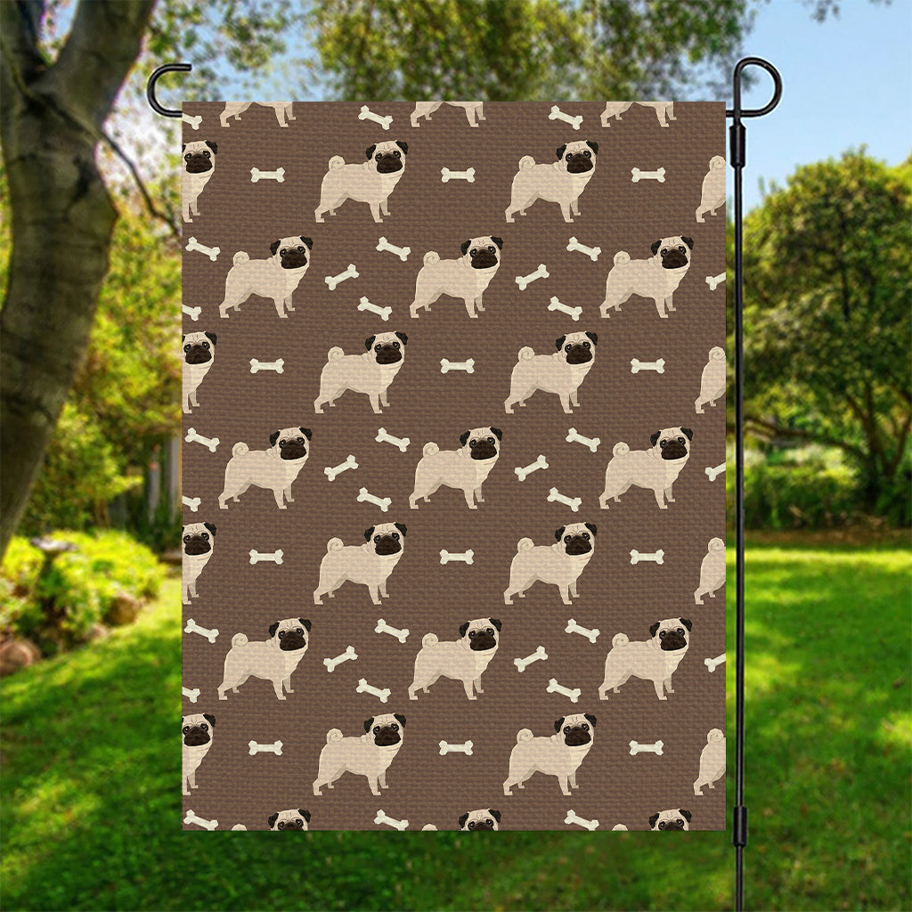 Geometric Pug Pattern Print Garden Flag