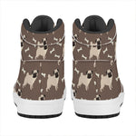 Geometric Pug Pattern Print High Top Leather Sneakers