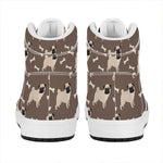 Geometric Pug Pattern Print High Top Leather Sneakers