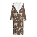 Geometric Pug Pattern Print Hooded Bathrobe