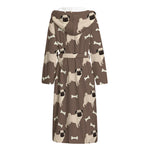 Geometric Pug Pattern Print Hooded Bathrobe