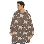Geometric Pug Pattern Print Hoodie Blanket