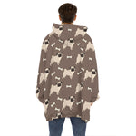 Geometric Pug Pattern Print Hoodie Blanket
