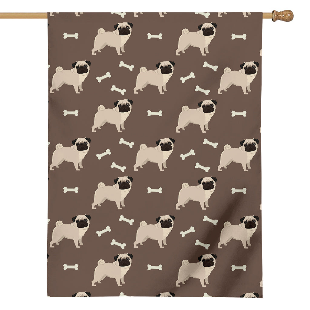 Geometric Pug Pattern Print House Flag