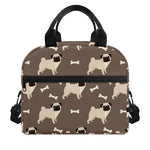 Geometric Pug Pattern Print Insulated Lunch Bag