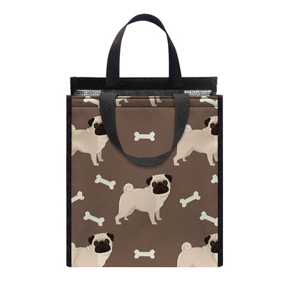 Geometric Pug Pattern Print Insulated Lunch Tote