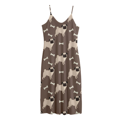 Geometric Pug Pattern Print Jersey Midi Cami Dress