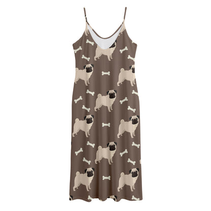 Geometric Pug Pattern Print Jersey Midi Cami Dress