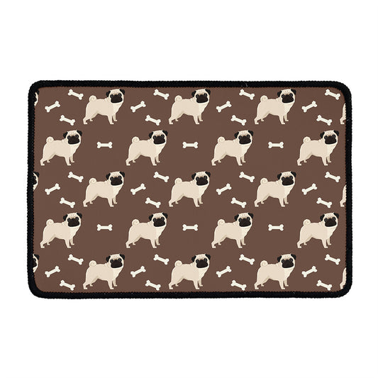 Geometric Pug Pattern Print Kitchen Mat