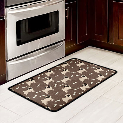 Geometric Pug Pattern Print Kitchen Mat
