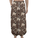 Geometric Pug Pattern Print Lantern Pants