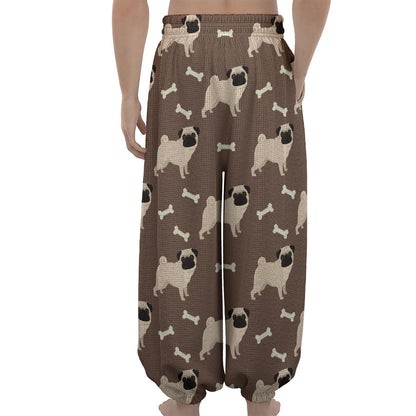 Geometric Pug Pattern Print Lantern Pants