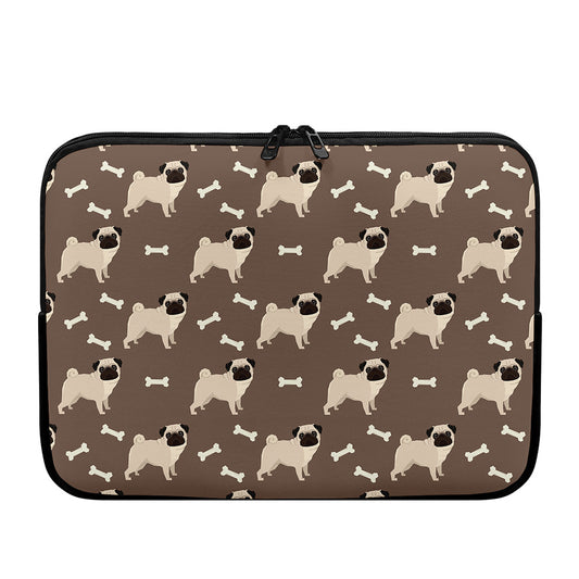 Geometric Pug Pattern Print Laptop Sleeve