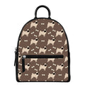 Geometric Pug Pattern Print Leather Backpack