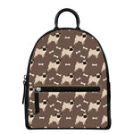 Geometric Pug Pattern Print Leather Backpack