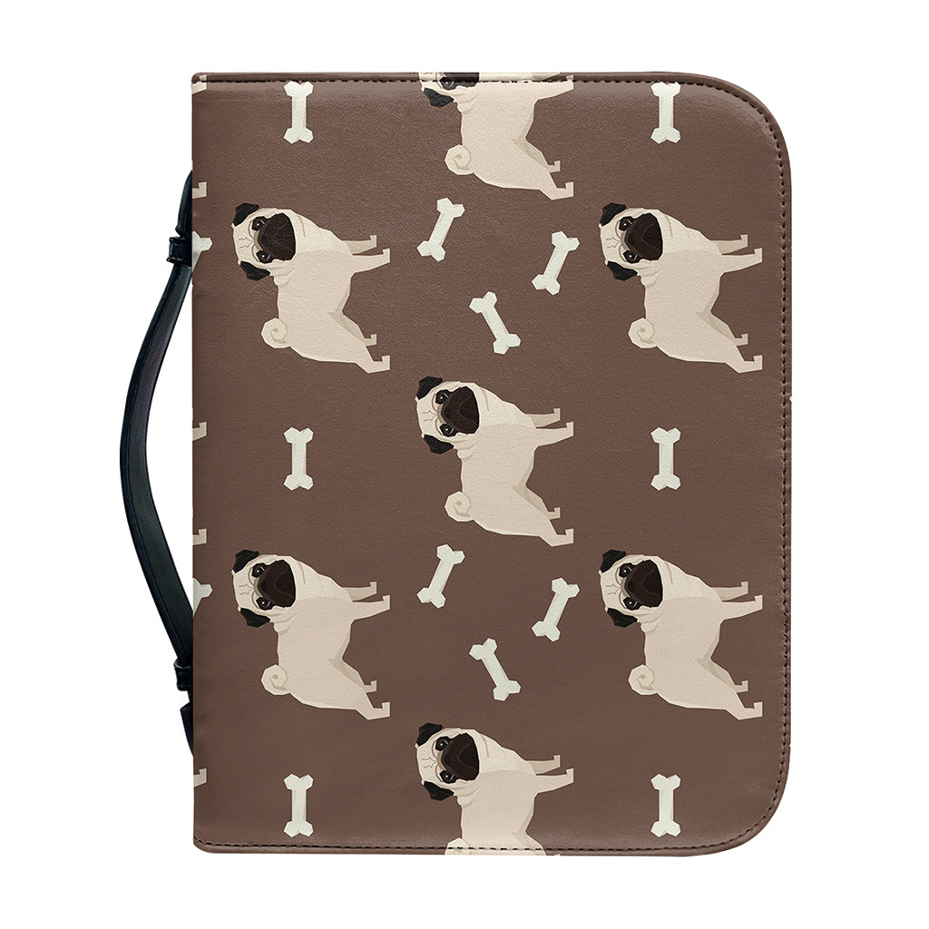 Geometric Pug Pattern Print Leather Bible Cover
