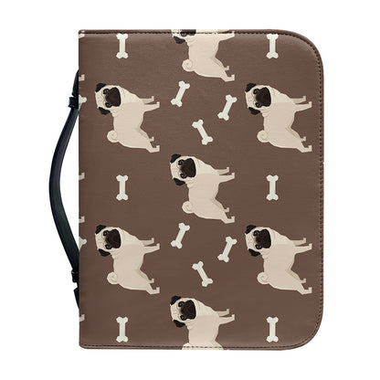Geometric Pug Pattern Print Leather Bible Cover