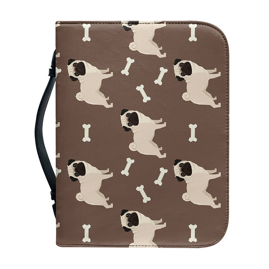 Geometric Pug Pattern Print Leather Bible Cover