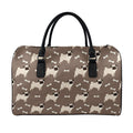Geometric Pug Pattern Print Leather Duffel Bag