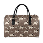 Geometric Pug Pattern Print Leather Duffle Bag