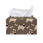 Geometric Pug Pattern Print Leather Tissue Box Cover