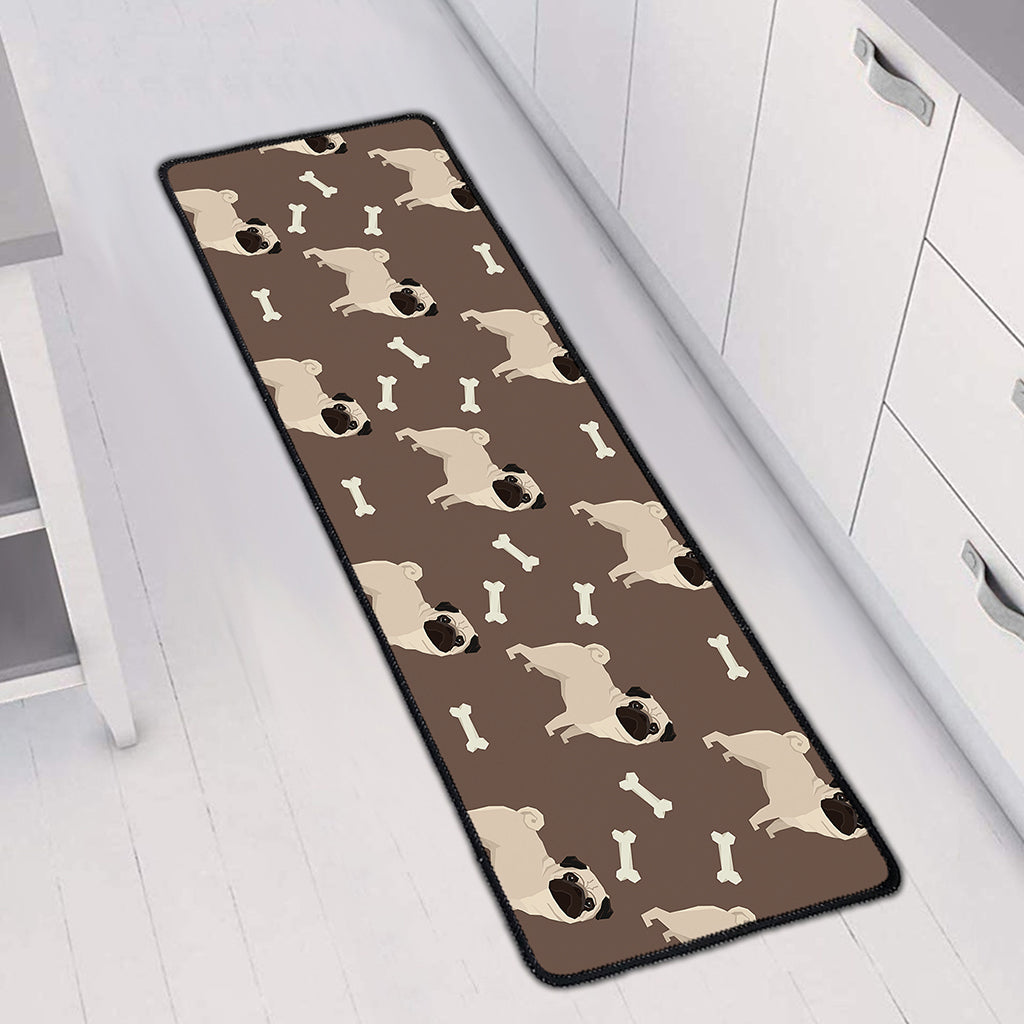 Geometric Pug Pattern Print Long Kitchen Mat