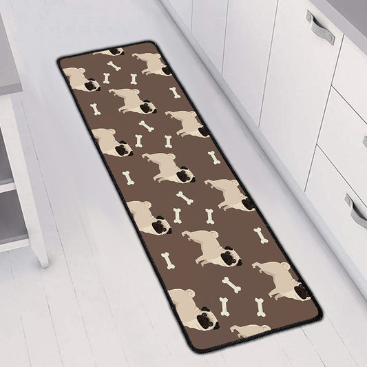 Geometric Pug Pattern Print Long Kitchen Mat