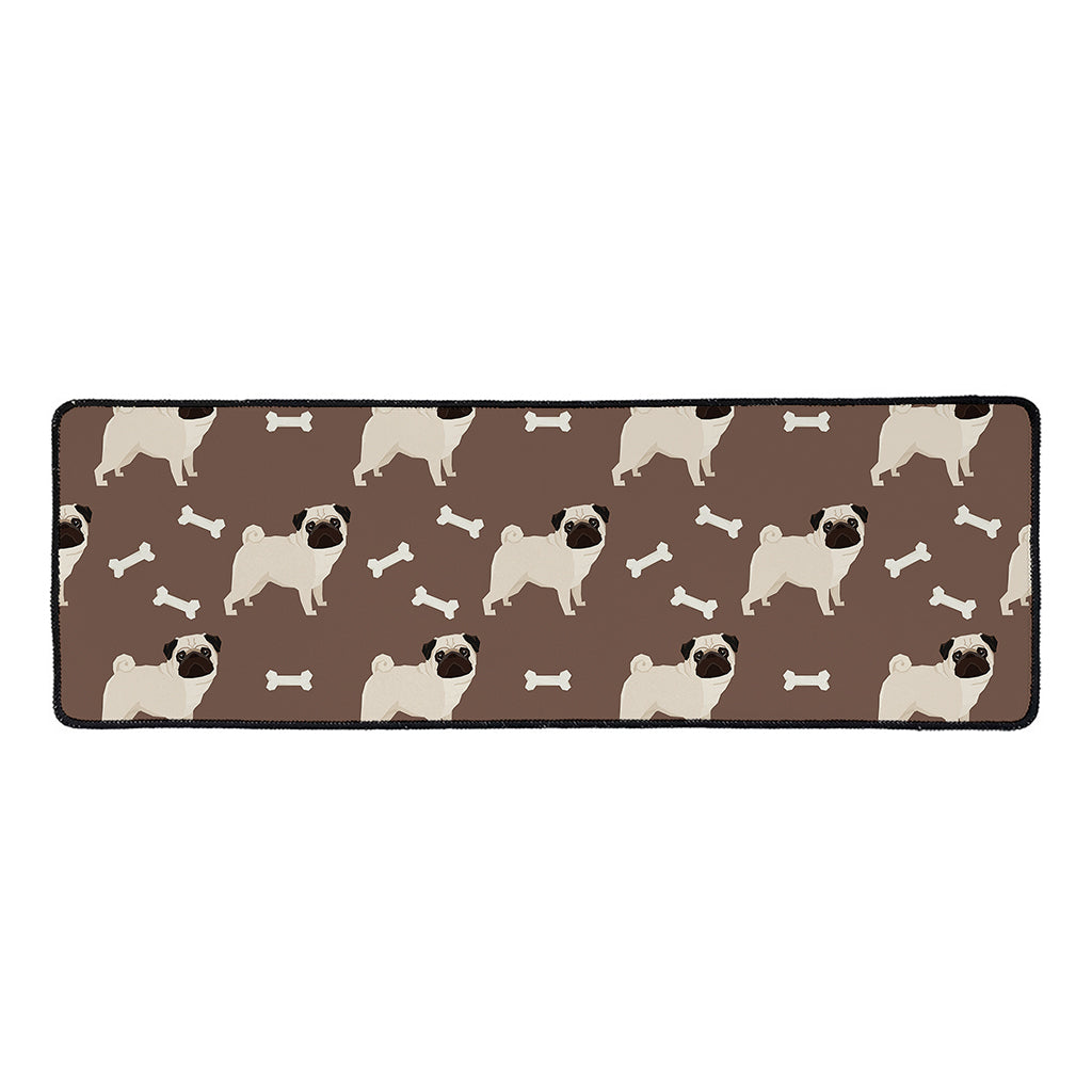 Geometric Pug Pattern Print Long Kitchen Mat
