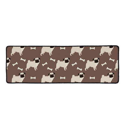 Geometric Pug Pattern Print Long Kitchen Mat