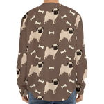 Geometric Pug Pattern Print Long Sleeve Baseball Jersey