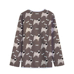 Geometric Pug Pattern Print Long Sleeve Short Coat