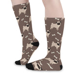 Geometric Pug Pattern Print Long Socks