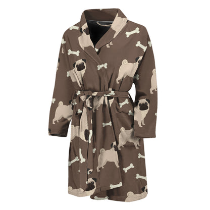 Geometric Pug Pattern Print Men's Bathrobe