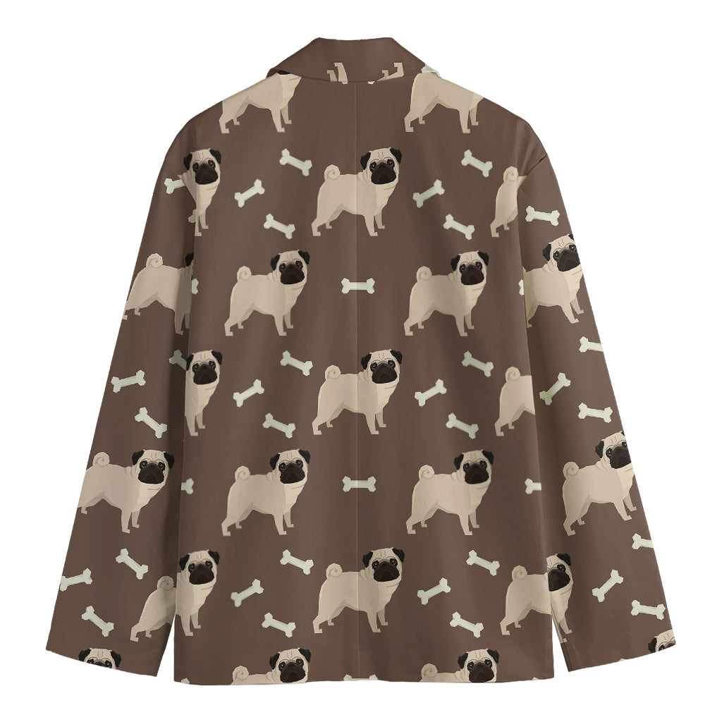 Geometric Pug Pattern Print Men's Blazer