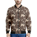 Geometric Pug Pattern Print Men's Bomber Jacket