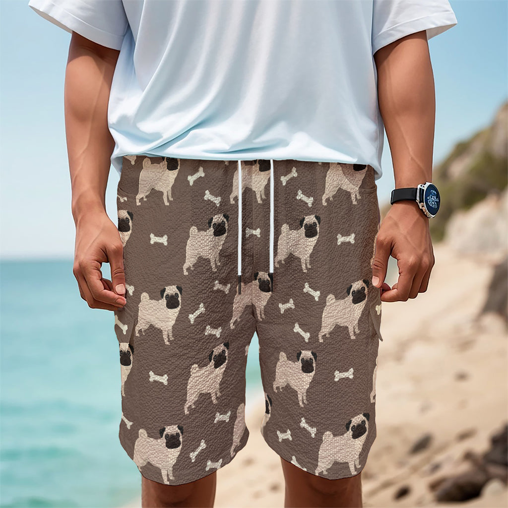 Geometric Pug Pattern Print Men's Cargo Shorts
