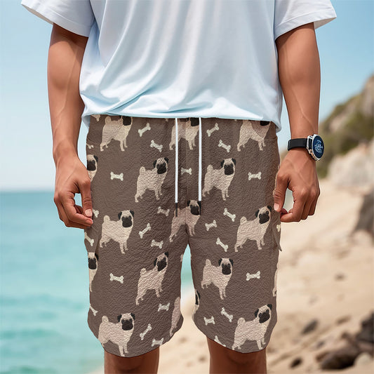 Geometric Pug Pattern Print Men's Cargo Shorts