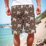 Geometric Pug Pattern Print Men's Cargo Shorts
