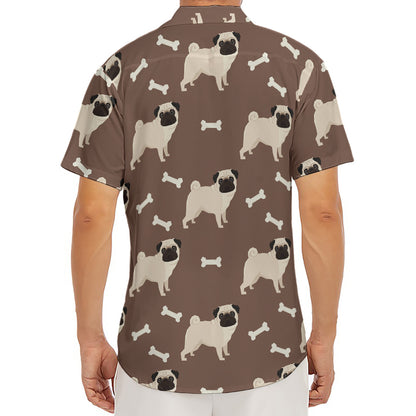 Geometric Pug Pattern Print Men's Deep V-Neck Shirt