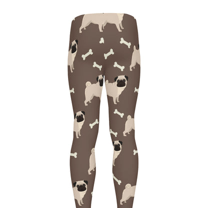 Geometric Pug Pattern Print Men's leggings
