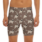 Geometric Pug Pattern Print Men's Long Boxer Briefs