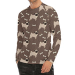 Geometric Pug Pattern Print Men's Long Sleeve Rash Guard